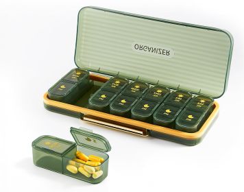 Green Weekly Medicine Organizer Pill Box Am Pm Pill Organizer 7 Day Pill Case 2 Times A Day Daily Pill Container Vitamin Organizer Travel Large P